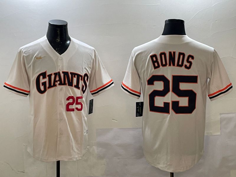 Men San Francisco Giants #25 Bonds Cream Throwback 2025 Nike MLB Jersey style 1->san francisco giants->MLB Jersey